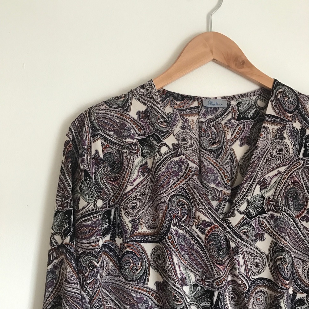 Abbeline Paisley Hi-Lo Surplice Blouse